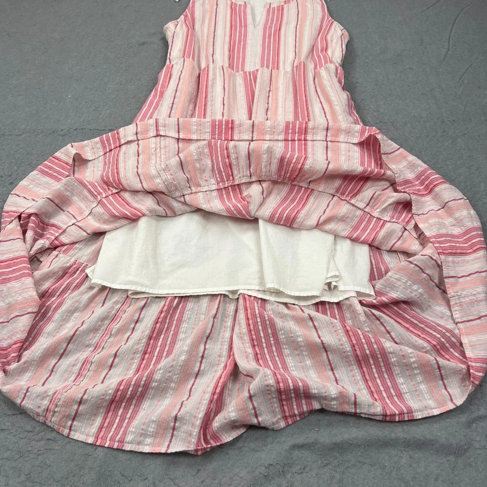 J Jill Dress Women's XL Pink Striped Sleeveless Lined Tiered Lined Maxi Boho - Picture 3 of 10